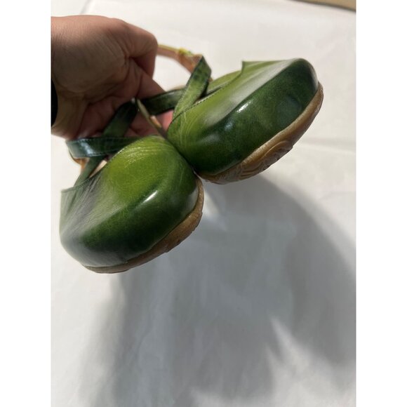 Jafa Green Leather Slingback Sandals Handmade In Israel Size 39 - Picture 3 of 9